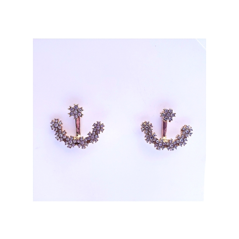 RHINESTONE GOLD ANCHOR EARRINGS NWOT